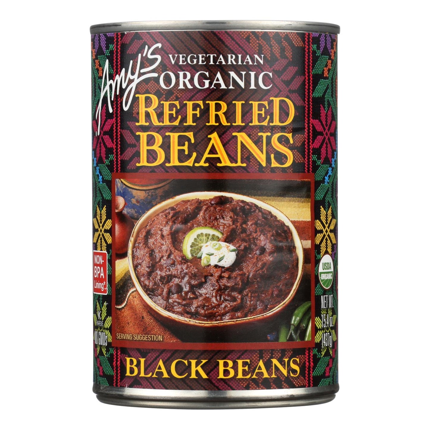 Amy's -Organic Refried Black Beans - Case Of 12 - 15.4 Oz.